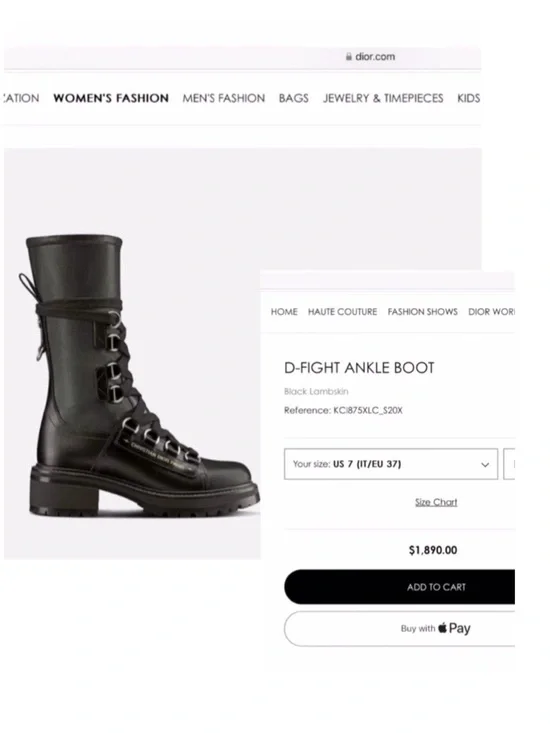 Christian Dior Black D-Fight Womens leather calf-high boots Size 37 from Italy - Picture 16 of 16